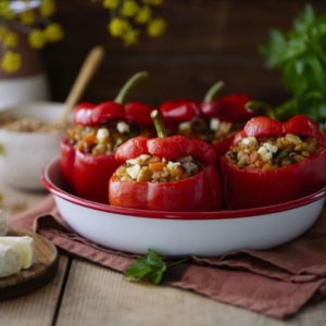 Poivrons farcis au petit épeautre et agneau